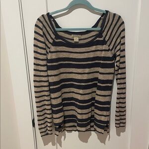 Striped Navy and Tan Sweater